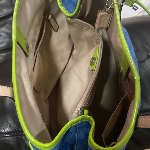 Coach Blue and Green Satchel - Picture 4 of 9